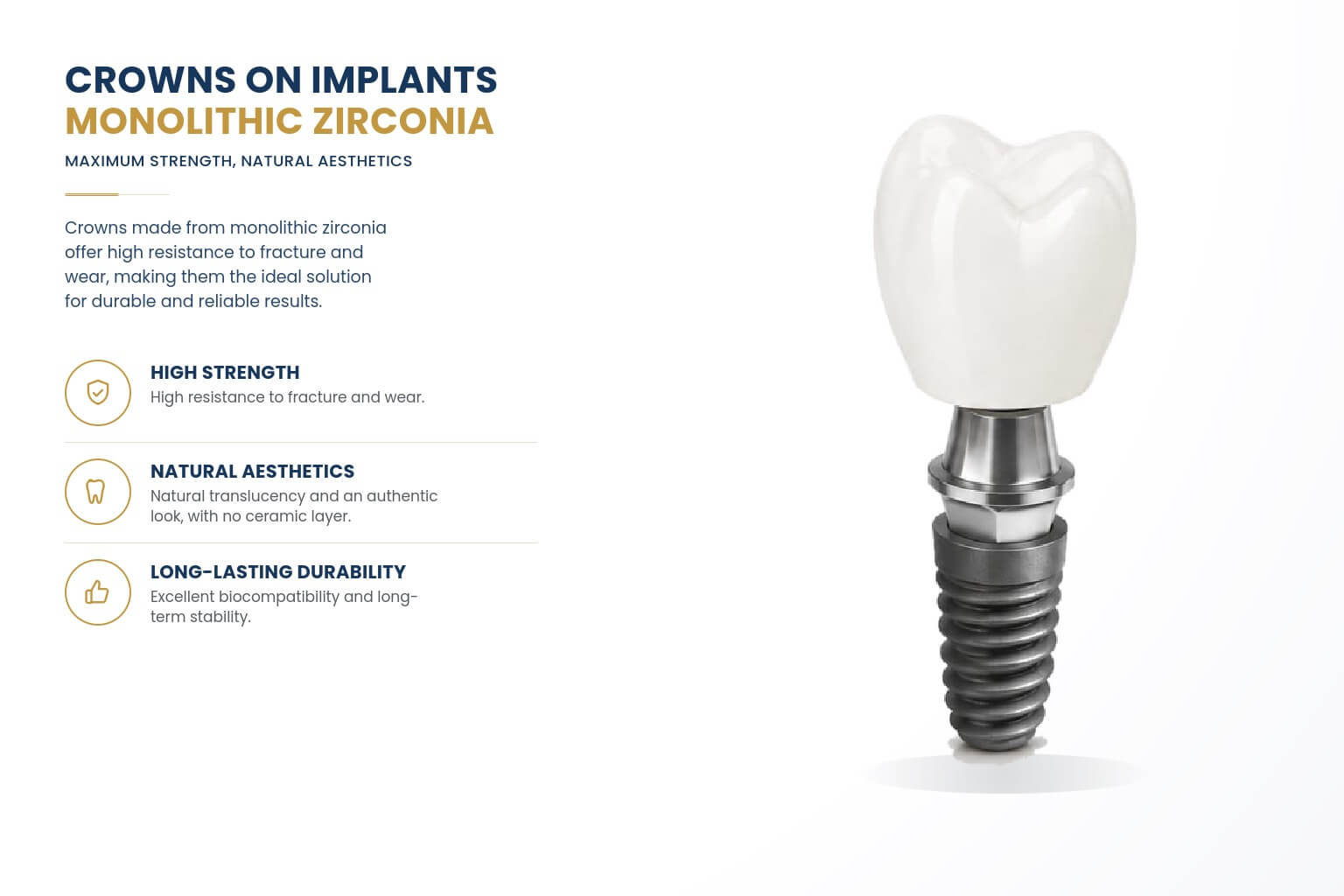 Crowns on implants  monolithic zirconia